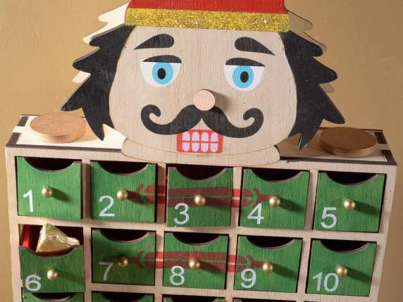 Nutcracker wooden Advent calendar with glitter
