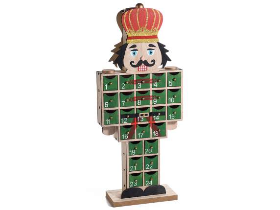 Nutcracker wooden Advent calendar with glitter