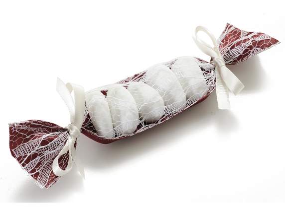 Bordeaux satin ribbon with white lace