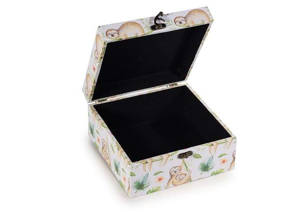 Set 3 wooden boxes with Animal fantasy decorations and hook