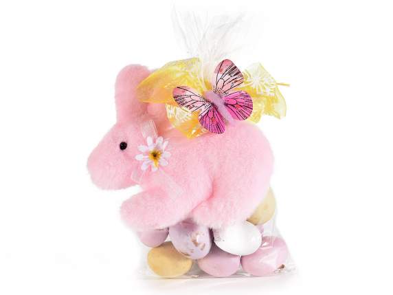 Hanging fake fur bunny with daisy decoration
