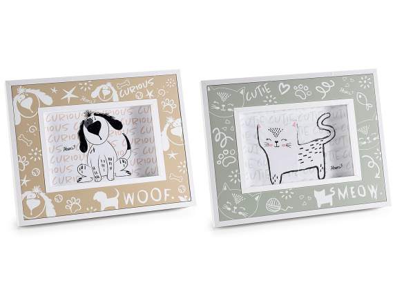 Wooden Woof - Meow photo frame to stand