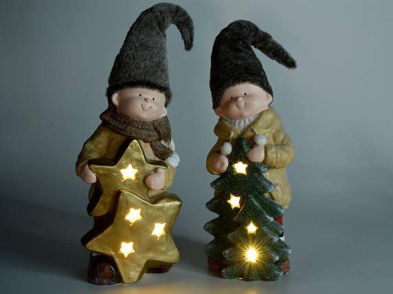 Colorful ceramic baby with fur hat and LED lights