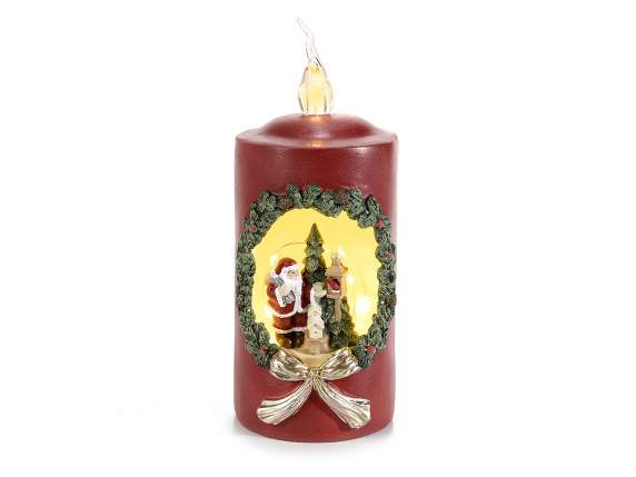 Battery-powered resin candle with Santa Claus and led lights