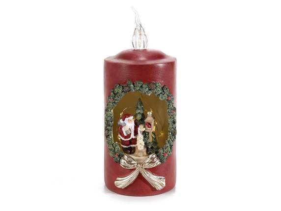 Battery-powered resin candle with Santa Claus and led lights