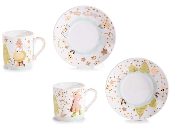 Conf. 2 cups and saucers in Stellina Doro porcelain