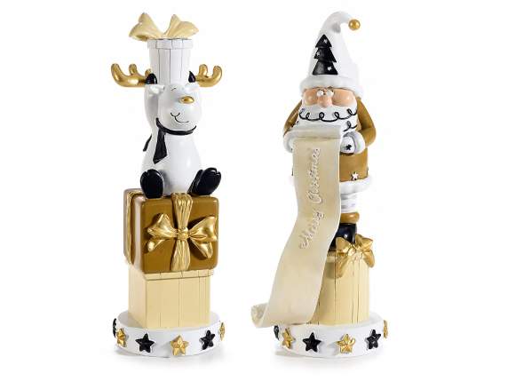 Colored resin candle holder with Santa and Reindeer