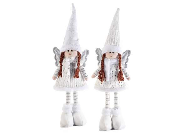 Angel with fabric dress and with wings and silver details