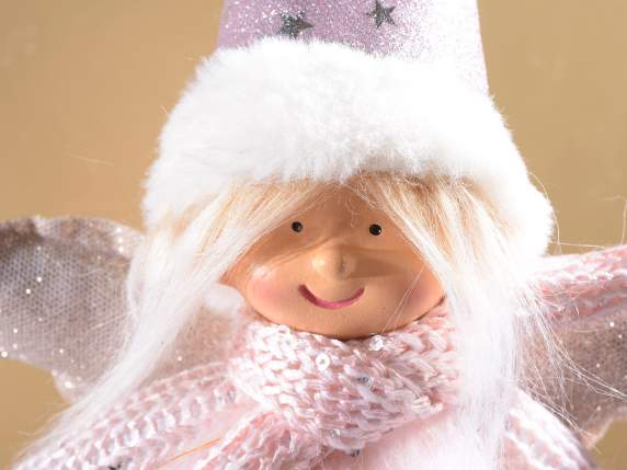 Fabric angel with soft faux fur dress