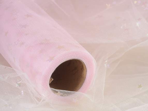 Roll in tulle with iridescent effect metallic stars