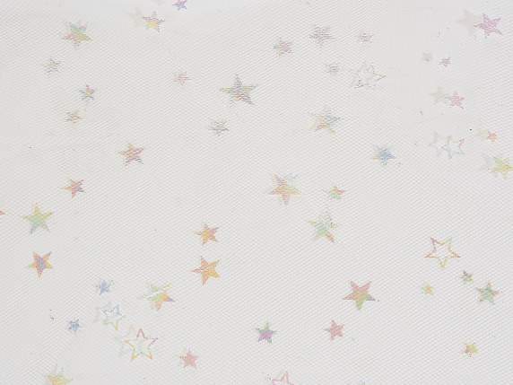Roll in tulle with iridescent effect metallic stars