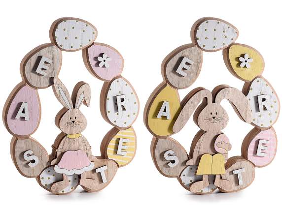 Easter colored wooden egg to place with rabbit