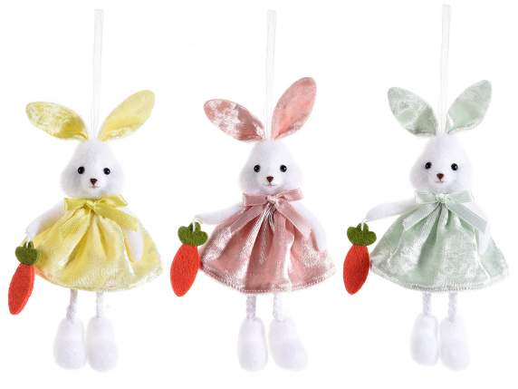 Long legs bunny with velvet dress to hang