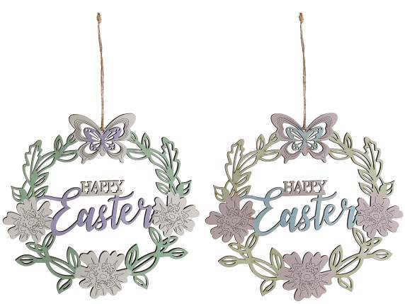 Happy Easter colored wooden garland to hang