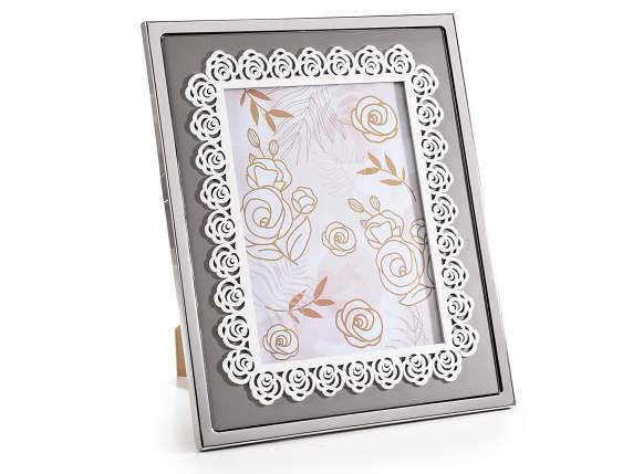 Large photo frame with metal finish to be placed on