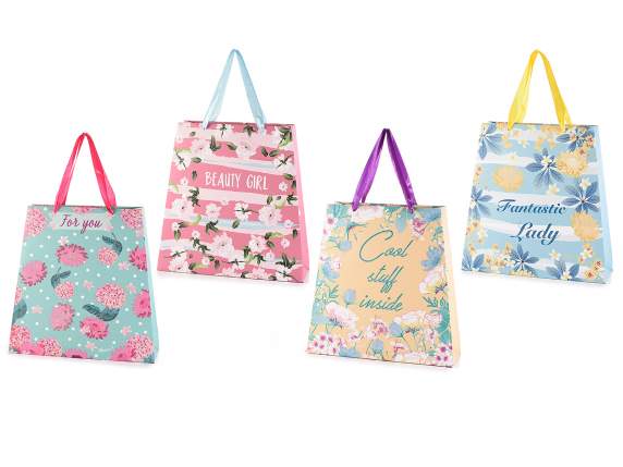 Pastel Flowers Glitter Paper Bag-Envelope