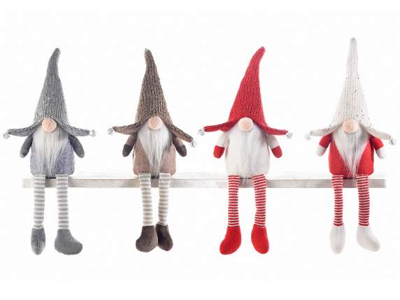 Santa Claus with long legs in fabric to support