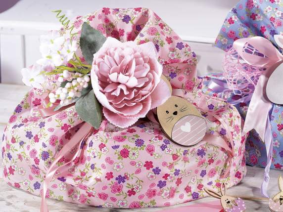 Dove holder bag in floral fabric with satin tie