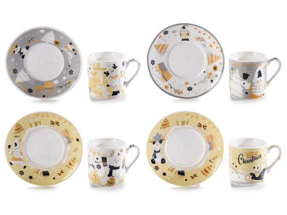 Conf. 2 cups and saucers in porcelain Babbo Gang