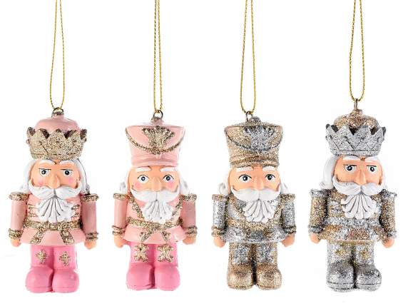 Glitter Nutcracker resin decoration to hang