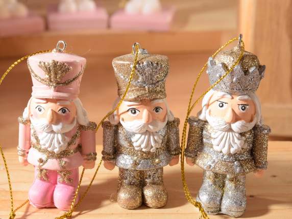 Glitter Nutcracker resin decoration to hang