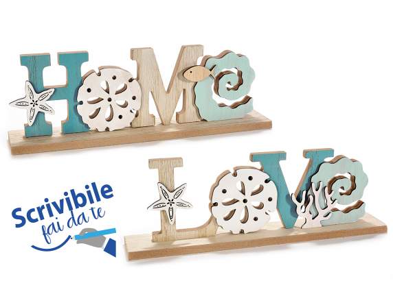 Written in colored wood with Love Home decorations to be p