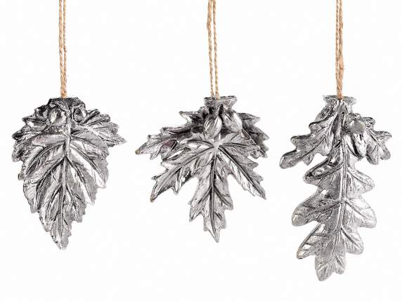 Metal effect silver resin leaf to hang