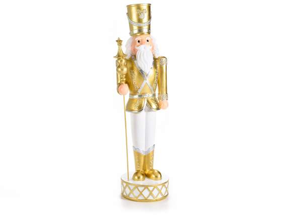 Nutcracker character in white - golden resin to be placed