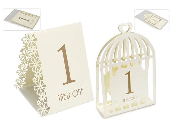 Package 15 pcs table number color ivory