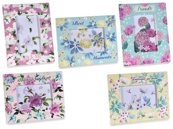 Glossy ceramic photo frame to rest Pastel flowers