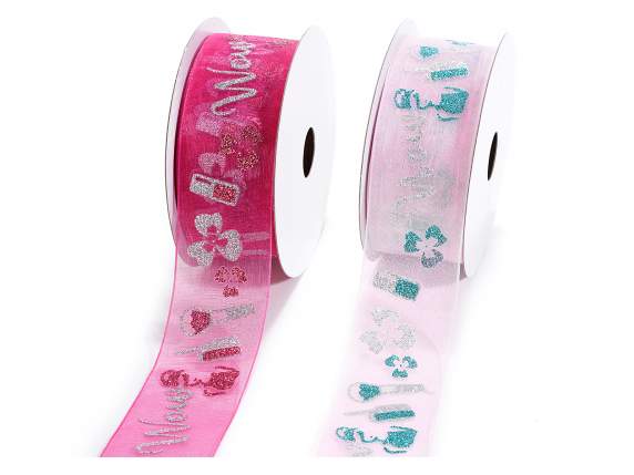 Organza ribbon with glitter writing Trucchi