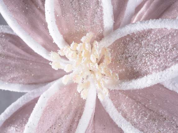 Christmas star in pink fabric w - glitter and snow effect ed