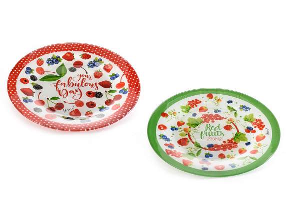 Round glass plate Red Fruits design