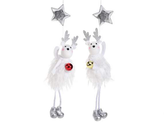 Long-legged reindeer with star balloon to hang