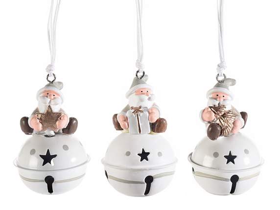 Metal bell with resin Santa to hang