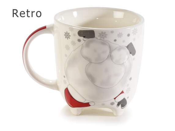 Porcelain mug with feet and Christmas print
