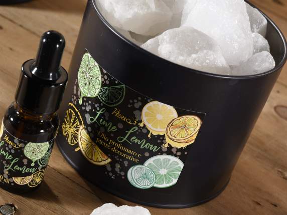 Metal box with decorative stones and 10 ml perfumed oil