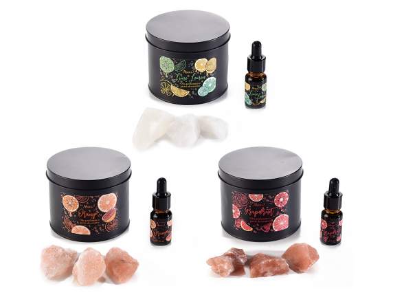 Metal box with decorative stones and perfumed oil