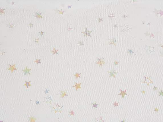 Roll in tulle with iridescent effect metallic stars