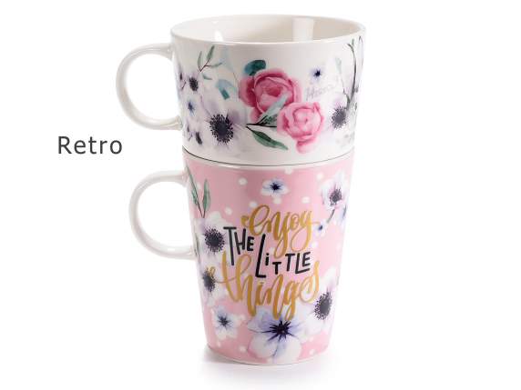 Set of 2 stackable cups in porcelain Bunny
