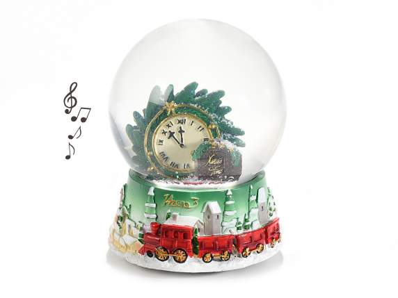 Snowball Xmas Time music box on resin base