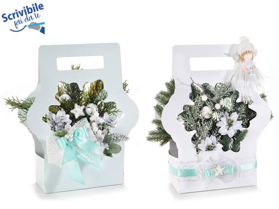 Snowflake flower basket in semi-water repellent paper