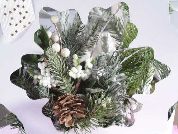 Snowflake flower basket in semi-water repellent paper
