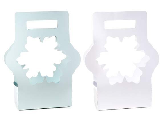 Snowflake flower basket in semi-water repellent paper