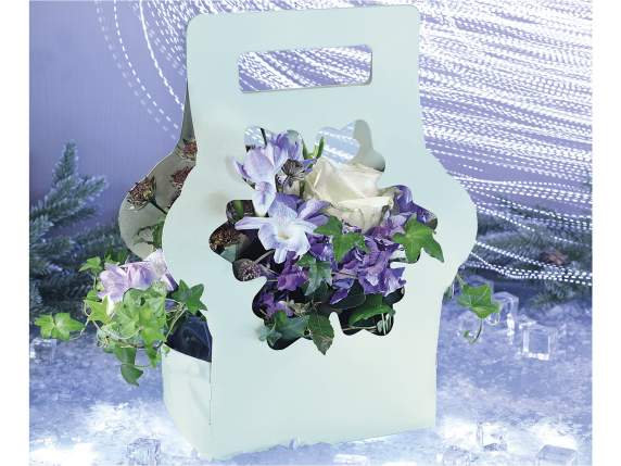 Snowflake flower basket in semi-water repellent paper