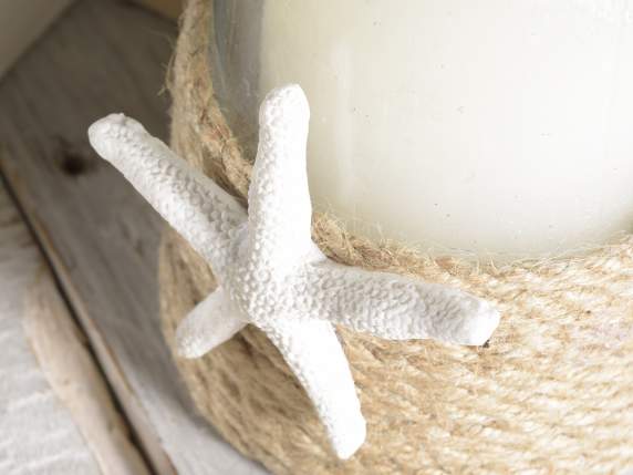Set of 3 glass candle holders decorated with starfish