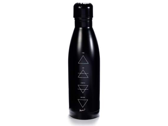Thermal bottle 500 ml in black stainless steel 4 elements