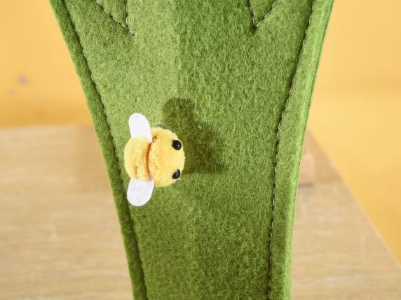 Set of 2 tulip decorations in cloth and wood for showcase