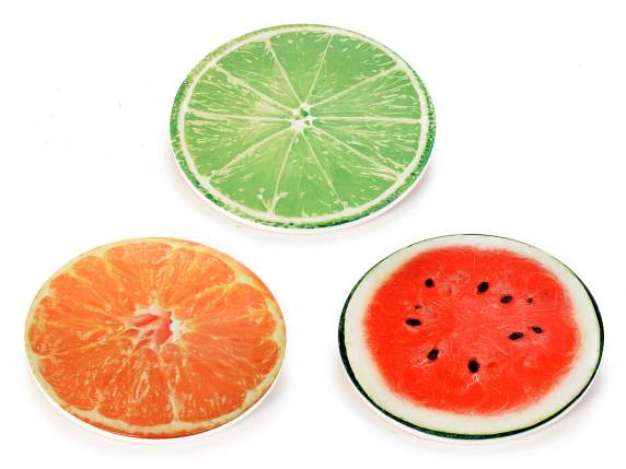 Trivet in glossy cork-based ceramic Tutti Frutti