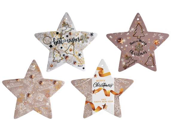Ceramic star trivet with cork base to hang